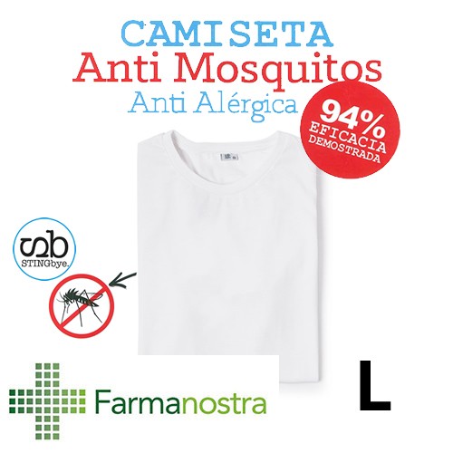 Camiseta antimosquitos stingbye camiseta manga corta  | talla l | color blanco